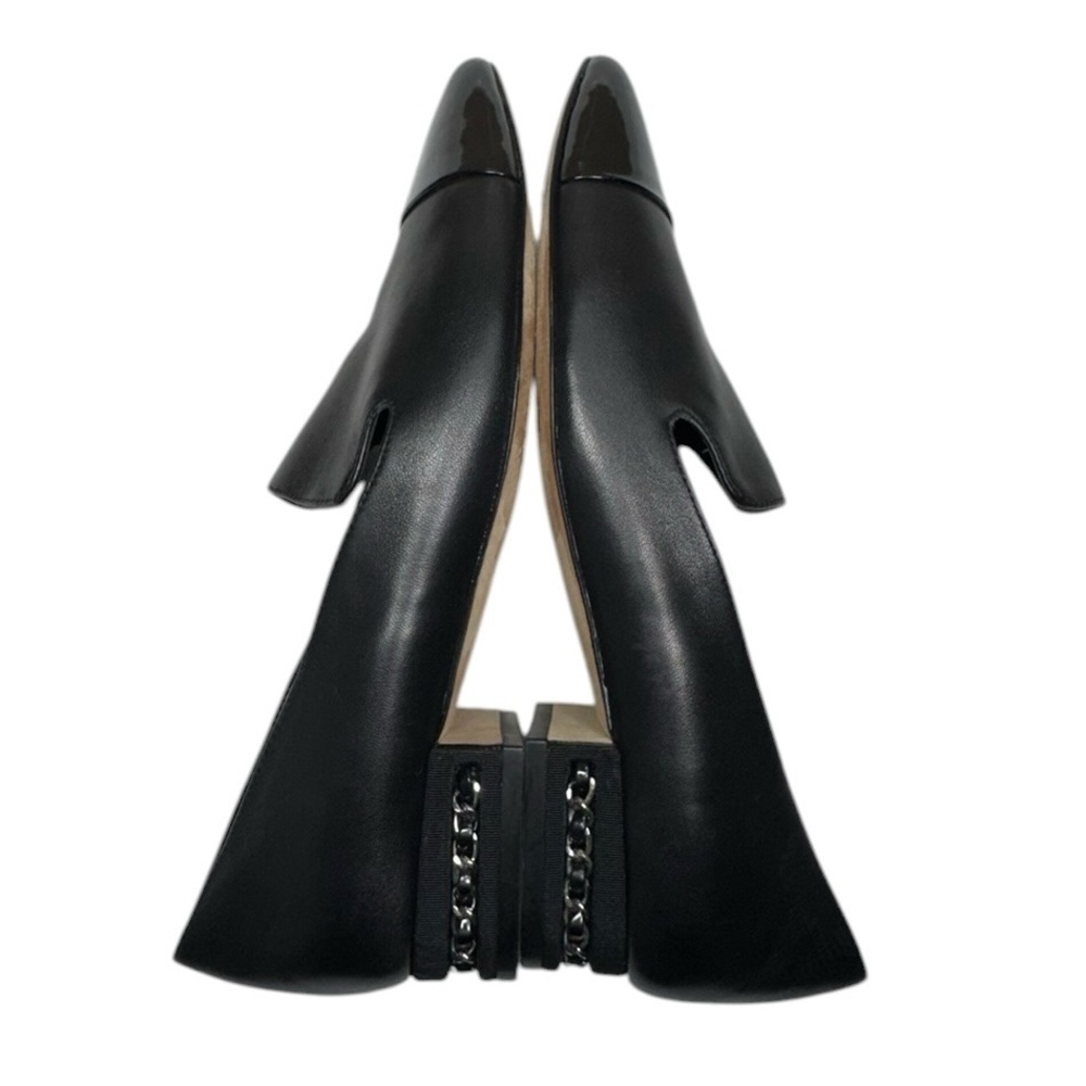 Vaneli Fae Black Napa Leather with Patent Leather Cap Pointed Toe Loafers 8.5W